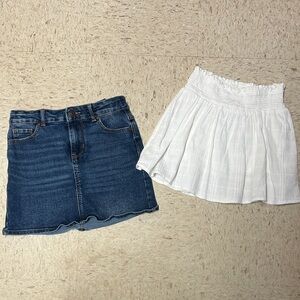Wonder Nation Denim and White Mini Skirt Set size 7/8